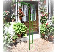 Enrejado de arco de jardín de metal grande de 2,4 m, resistente para montar en la pared, para plantas trepadoras, cenador de boda, marco de soporte de acero, verde, 260 x 240 cm, ideal para patio y