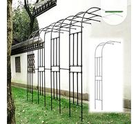Enrejado de arco de jardín de metal negro para plantas trepadoras al aire libre, soporte de medio arco para rosas y vides, fácil montaje, 60 x 240 cm, decoración de jardín