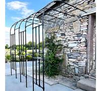 Enrejado de arco de jardín de metal para plantas trepadoras - Eje de media cara e fácil montaje t para rosas y vides decoración de patio al aire libre (negro, 240 x 240 cm)
