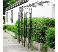 Enrejado de arco de jardín de metal, pérgola de medio lado montado en la pared para plantas trepadoras, marco de arco de boda negro para patio, césped, patio (90 x 240 x 40 cm)