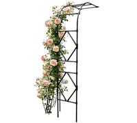 Enrejado de arco de jardín de metal resistente para plantas trepadoras al aire libre, cenador blanco y negro para vides y flores, elegante decoración de pared, 90 x 240 cm, color crema