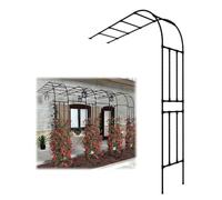 Enrejado de arco de jardín negro para plantas trepadoras, soporte de rosas de media cara, decoración floral al aire libre, 2 x 1.5 x 8 pies, perfecto para caminos de jardín y exhibiciones de flores