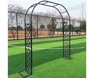 Enrejado de arco de jardín para plantas trepadoras, soporte de hierro metálico, anchos ajustables de 140 a 370 cm, negro, perfecto para decoración al aire libre y soluts de jardinería de ternera
