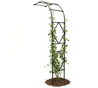 Enrejado de arco de medio jardín para plantas trepadoras, soporte de metal para montar en la pared, para exteriores, blanco y negro, arco de jardín, color crema, 150 x 240 cm, perfecto para decoración
