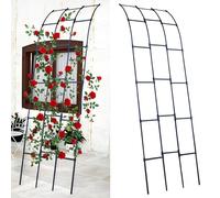 Enrejado de arco de medio lado para plantas trepadoras, marco de acero recubierto de plástico duradero para decoración al aire libre y patio trasero