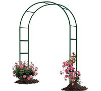 Enrejado de arco de rosas para enredaderas trepadoras, resistente a la intemperie, acero recubierto de polvo, arco de jardín independiente en color verde (80 cm x 200 cm) para patio y césped