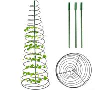 Enrejado de guisantes en espiral de metal para jardín, torre de soporte de frijoles verdes con postes, colgador de plantas expandible hasta 53 pulgadas, marco de escalada resistente a la corrosión