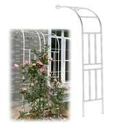 Enrejado de jardín de acero inoxidable para plantas trepadoras, resistente a la intemperie, soporte semicircular, 250 x 267 x 55 cm, decoración al aire libre, ideal para rosas y vides, color blanco