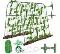 Enrejado de jardín resistente con marco en U para pepinos en camas elevadas, hecho de acero inoxidable para trepar verduras y flores, sistema de soporte de plantas al aire libre