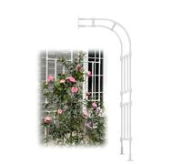Enrejado de metal blanco con forma de arco de rosas para plantas trepadoras, medio arco, 240 cm, resistente a la intemperie, decoración de pared, perfecto para jardines al aire libre, 200 x 240 x 50