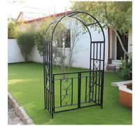 Enrejado de metal independiente con soporte de roseta para puerta para plantas trepadoras perfecto para bodas y decoración al aire libre Dimensiones: 210 x 114 cm