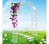 Enrejado de metal para jardín para plantas trepadoras, arco de pérgola de rosas blancas para bodas al aire libre, alturas ajustables de 1,4 m a 3 m, decoración y apoyo perfectos para el jardín
