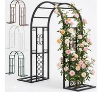 Enrejado de metal resistente para arco de jardín para enredaderas y flores, color crema, 300 cm x 230 cm, perfecto para patio, césped, boda y decoraciones de Halloween