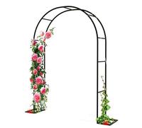 Enrejado de metal resistente para plantas trepadoras y enredaderas, arco de jardín galvanizado para exteriores, decoración de boda, color negro, 120 cm de altura
