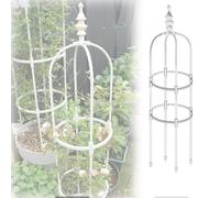 Enrejado de obelisco de jardín de metal, torre de rosas ajustable de 60-180 cm para plantas trepadoras y soporte de flores, negro/blanco (color: blanco, tamaño: 20 x 150 cm)