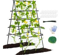 Enrejado de Pepino de 6 pies para Cama elevada, Enrejado de jardín para Plantas trepadoras al Aire Libre, un Marco de Soporte de Enrejado de Metal con Red para Verduras, Tomate, calabacín, calabacín