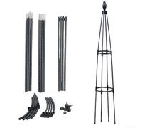 Enrejado de plantas trepadoras con forma de torre hecho de plástico y tubo de hierro recubierto, proporcionando un apoyo estable para flores de jardín y vides (capullo de flor negro)