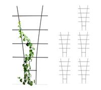 Relaxdays Pflanzenstütze aus Metall Juego de 6 Plantas, Enrejado metálico, Maceta, 79 x 35 cm, Soporte para Flores, Color Negro, Aleación de Acero, 6er Set