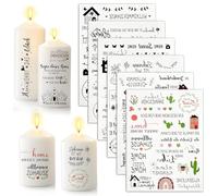 Enreluya Tatuaggi per candele(6 Pezzi), pellicola scorrevole ad acqua, Grande Formato trasferimento, per cresime, per mobili, candele, Ceramica, vetro