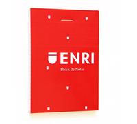 Enri, Bloc de Notas Pequeño Grapado, Tapa Blanda, Cuadrícula 4x4, Formato A7 (10,5 x 7,8 cm), 80 Hojas Microperforadas, Pack 10 Libretas, Color Rojo