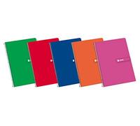 Enri, Cuadernos A4 (Folio), Cuadrícula 4x4, Tapa Dura, 80 Hojas, Pack 5 Libretas, Colores Aleatorios