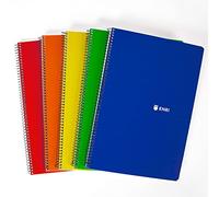 Enri, Cuadernos A4 (Folio) Hojas Blancas, Tapa Blanda, 80 Hojas, Pack 5 Libretas, Colores Surtidos