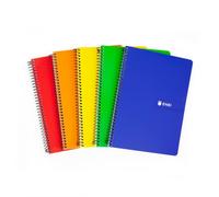 Enri, Cuadernos A4 (Folio) Pauta 3mm, Tapa Blanda, 80 Hojas, Pack 5 Libretas, Colores Surtidos
