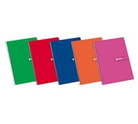 Enri, Cuadernos A4 (Folio), Tapa Dura, 80 Hojas, Doble Pauta 3mm. Pack 5 Libretas, Colores Aleatorios