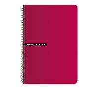 Enri Status, Pack de 5 Cuadernos A5, Tapa Dura, Cuadrícula 4x4, Color Rojo, 4º