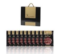 ENRIQUE GARCÍA - Jamón de Bellota Ibérico 75% Raza Ibérica, 10 Sobres Envasados al Vacío de 100 g Aprox. Acabado plástico. Caja regalo de cartón. Corte a máquina.