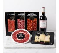 ENRIQUE TOMÁS - Pack Compartir 100% Bellota: 1 plato de Jamón de Bellota 100% cortado a cuchillo, Lomo, Salchichón, Chorizo de Bellota, Quesos Artesanales y Vino Tinto Izadi Selección Rioja
