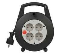 Enrollacable con enchufe de 4 tomas negro/gris claro (5 metros)