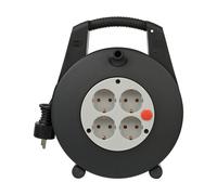 Enrollacable enchufe de 4 tomas negro/gris claro (15 metros)