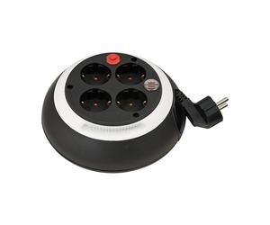 Enrollacable Line de 4 tomas negro/blanco (3 metros)