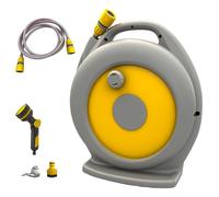 Enrollador automático de manguera de 20 m, robusto y portátil, con extracción automática, bloqueable, listo para usar con boquilla, manguera y accesorios