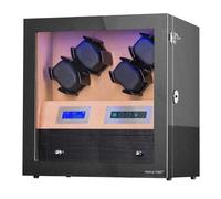 Enrollador automático de relojes con cajón de almacenamiento, caja de reloj con motores japoneses súper silenciosos, LED azul integrado iluminado y 4 almohadas flexibles, fibra de carbono
