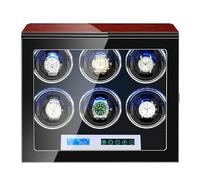 Enrollador automático de relojes para 6 relojes, caja mecánica de cuerda automática, caja de almacenamiento de rotación con pantalla táctil LCD, luz LED azul, motor silencioso para la mayoría de