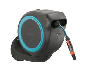 Enrollador automático mural 15m, guía antigiro, protección UV y bloqueo automático