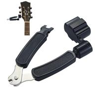 Enrollador de cuerdas de guitarra, cortador de cuerdas de guitarra negro, herramienta de guitarra multifuncional 3 en 1, ajustador de cuerdas de guitarra de plástico, extractor de pines de puente de