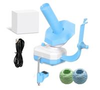 Enrollador de Hilo Eléctrico para Ganchillo,Bobinador de Lana con Guía de Hilo,Enrollador de Bolas de hilo Atomático,Carrete de Lana de Gran Capacidad 10oz para Ganchillo y Punto (Azul)