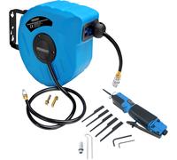 Enrollador de manguera aire comprimido 10m y sierra neumática