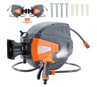 Enrollador de manguera de jardín AREBOS 30 m automático 180° con pistola 9 modos