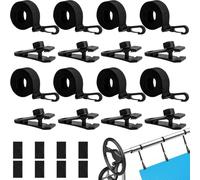 Enrollador de piscina - Bandas de sujeción - Juego de 8 bandas y grapas - Accesorios para sistema de enrollado móvil - Pantalla solar móvil para lonas