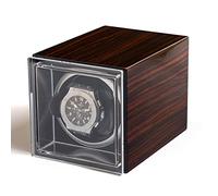 Enrollador de reloj de la caja de la bobina de hilandería: mini vigiladora de un solo vigilante de madera a prueba de polvo de la caja de almacenamiento de relojes automáticos de relojes mecánicos de