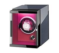 Enrollador de reloj Enrollador de reloj para reloj automático Exterior de cuero de fibra de carbono con luces coloridas Almohada de reloj flexible Motor silencioso (Negro 3 0) Enrollador de reloj