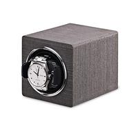 Enrollador de relojes de la caja de la bobina de hilandería: mini reloj automático Relojes Buting Box Watch Storage Case de la pantalla Organizador Mecánico Shaker Batería gris negra + AC Automario