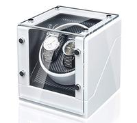 Enrolladores de reloj de la caja de la bobina de la hilandería - Caja de relojes blancos 2+0 Relojes mecánicos automáticos Shaker con silencioso motor de vidrio templado Caja de almacenamiento de la