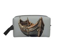 ENRPTY Bolsa de almacenamiento portátil con cremallera para artículos de aseo de viaje con estampado de barcos vikingos vikingos para mujeres y hombres