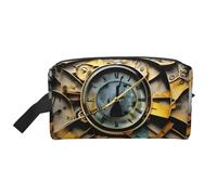 ENRPTY Bolsa de almacenamiento portátil con cremallera para artículos de aseo personal con impresión artística de reloj para mujeres y hombres