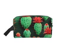 ENRPTY Bolsa de almacenamiento portátil con cremallera para artículos de tocador de viaje con estampado artístico de cactus para mujeres y hombres